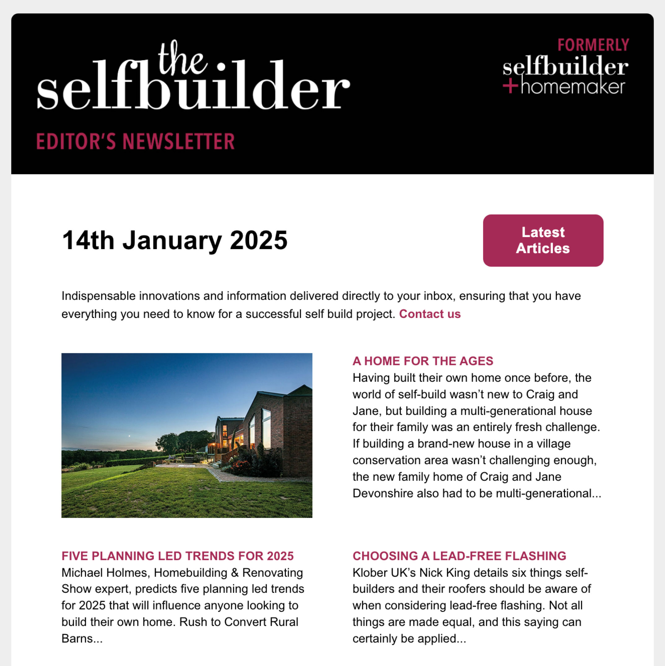 The Selfbuilder Newsletter - 14th Jan 2025